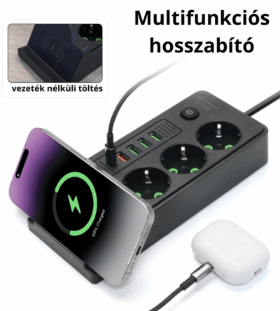 Multifunkciós elosztó vezeték nélküli töltővel